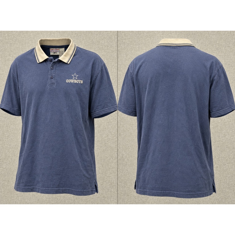 NFL Gameday Polo Shirt Mens L Blue Short Sleeve Cotton Logo Dallas Cowboys